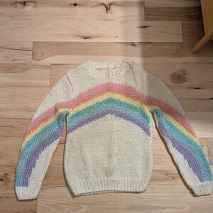Vintage 80's style Handmade by L'americaine Rainbow Women's Crewneck Sweater L